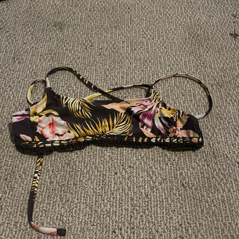 Xhilaration Black Floral Bikini Top